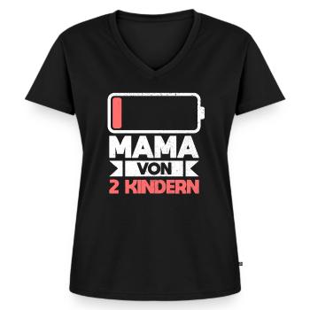 Mama von 2 Kindern zweifache Mutter Zwillingsmama - Frauen Premium Bio T-Shirt mit V-Ausschnitt - Schwarz - Vorne - AI Model Female 172 light (172cm)