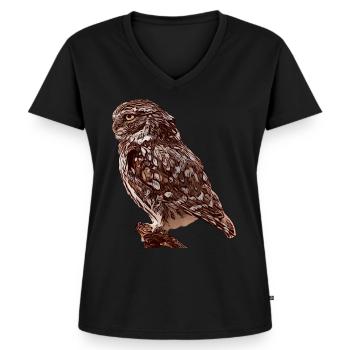 Eulen Vogelmotiv Vogel Waldtier Tiermotiv - Frauen Premium Bio T-Shirt mit V-Ausschnitt - Schwarz - Vorne - AI Model Female 172 light (172cm)