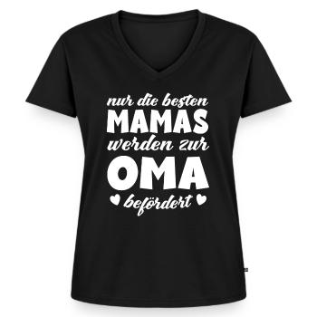 Die besten Mamas werden zur Oma befördert Baby Omi - Frauen Premium Bio T-Shirt mit V-Ausschnitt - Schwarz - Vorne - AI Model Female 172 light (172cm)