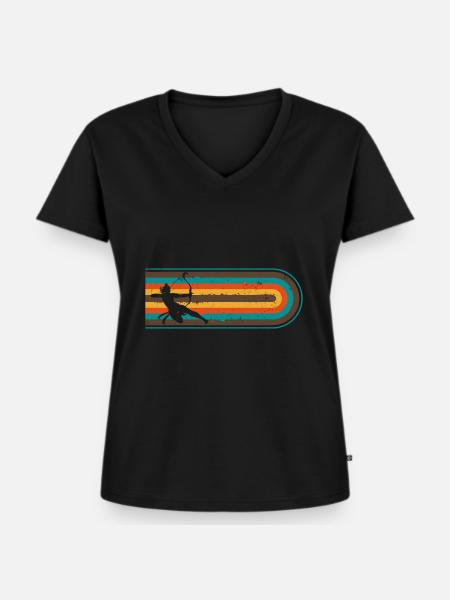 Bogenschießen - Frauen Premium Bio T-Shirt mit V-Ausschnitt - Schwarz