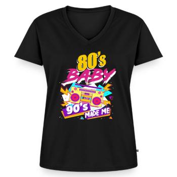 80er Jahre Kind der 80er Geschenk - Frauen Premium Bio T-Shirt mit V-Ausschnitt - Schwarz - Vorne - AI Model Female 172 light (172cm)
