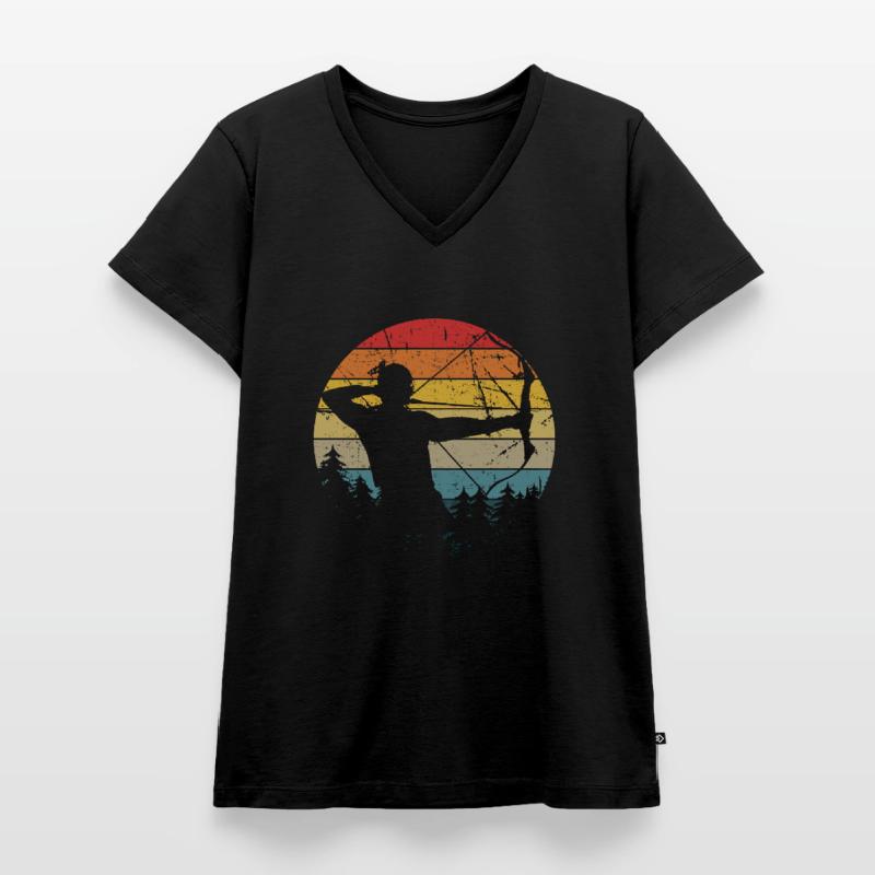 Bogenschießen Tshirt Langbogen Pfeil Bogen Archery Frauen Premium Bio T-Shirt mit V-Ausschnitt