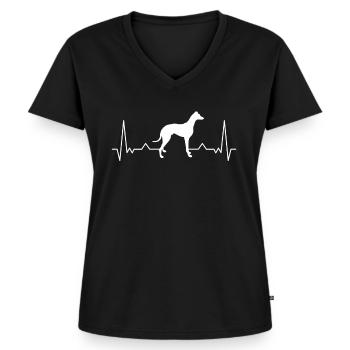 Greyhound Herzschlag Britischer Windhund Besitzer - Frauen Premium Bio T-Shirt mit V-Ausschnitt - Schwarz - Vorne - AI Model Female 172 light (172cm)
