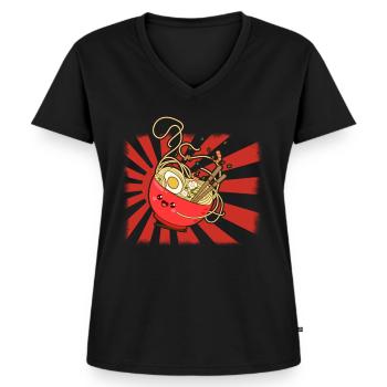 Ramen - T-shirt encolure en V Premium bio Femme - noir - Devant - AI Model Female 172 light (172cm)