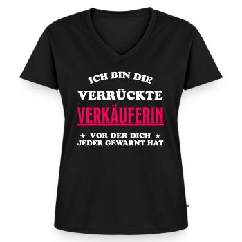 Verkäuferin Einzelhandel Lustiger Spruch Geschenk - Frauen Premium Bio T-Shirt mit V-Ausschnitt - Schwarz - Vorne - AI Model Female 172 light (172cm)