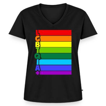 LGBTQIA Plus - Frauen Premium Bio T-Shirt mit V-Ausschnitt - Schwarz - Vorne - AI Model Female 172 light (172cm)
