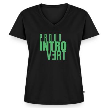 Stolzer Introvertierter Schüchtern Introvertiert - Frauen Premium Bio T-Shirt mit V-Ausschnitt - Schwarz - Vorne - AI Model Female 172 light (172cm)