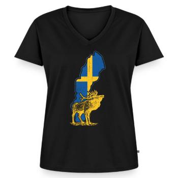 Suède - T-shirt encolure en V Premium bio Femme - noir - Devant - AI Model Female 172 light (172cm)