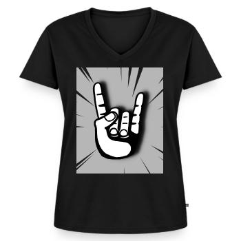 Heavy Metal Hand Chip Fork - Women's Premium Organic V-neck T-shirt - black - Front - AI Model Female 172 light (172cm)