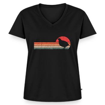 Wachtel Retro Wachtelzüchter Wachtelhenne - Frauen Premium Bio T-Shirt mit V-Ausschnitt - Schwarz - Vorne - AI Model Female 172 light (172cm)
