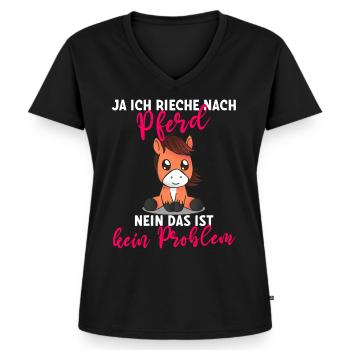 Reitbekleidung damen Pferde reitshirt damen Ja - Frauen Premium Bio T-Shirt mit V-Ausschnitt - Schwarz - Vorne - AI Model Female 172 light (172cm)