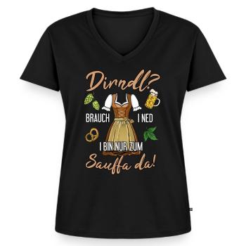 Dirndl i bin nur zum Saufen daTracht Ersatz - Frauen Premium Bio T-Shirt mit V-Ausschnitt - Schwarz - Vorne - AI Model Female 172 light (172cm)