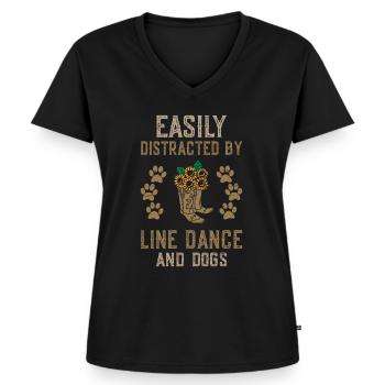 Line Dancing Linedance Line Dance - Women's Premium Organic V-neck T-shirt - black - Front - AI Model Female 172 light (172cm)