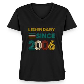 Vintage Legendary since 2006 birthday - Women's Premium Organic V-neck T-shirt - black - Front - AI Model Female 172 light (172cm)