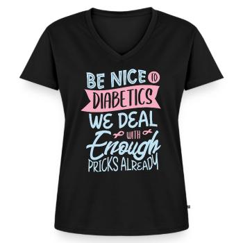 Diabetes awareness for a Diabetic - Women's Premium Organic V-neck T-shirt - black - Front - AI Model Female 172 light (172cm)
