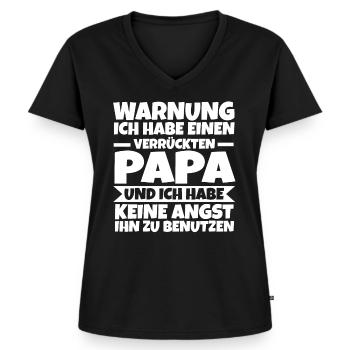Verrückter Papa - Frauen Premium Bio T-Shirt mit V-Ausschnitt - Schwarz - Vorne - AI Model Female 172 light (172cm)