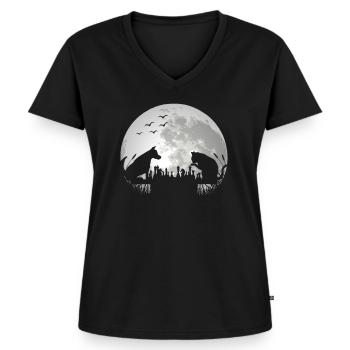 Joueur d’échecs Jeu d’échecs Cat Dog - T-shirt encolure en V Premium bio Femme - noir - Devant - AI Model Female 172 light (172cm)