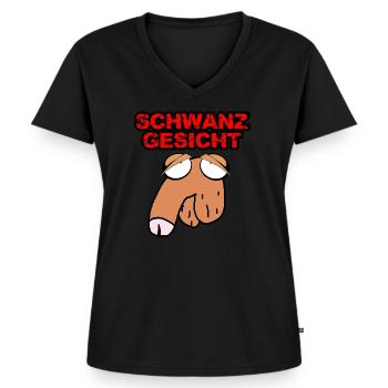 Schwanz Gesicht - Frauen Premium Bio T-Shirt mit V-Ausschnitt - Schwarz - Vorne - AI Model Female 172 light (172cm)