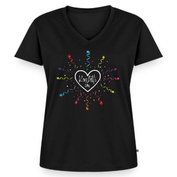 Konfetti im Herzen Karneval Kostümersatz - Frauen Premium Bio T-Shirt mit V-Ausschnitt - Schwarz - Vorne - AI Model Female 172 light (172cm)
