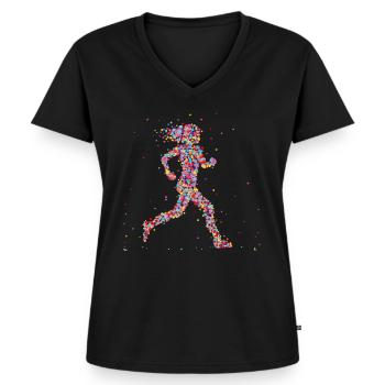Joggen Läuferin Marathon - Frauen Premium Bio T-Shirt mit V-Ausschnitt - Schwarz - Vorne - AI Model Female 172 light (172cm)