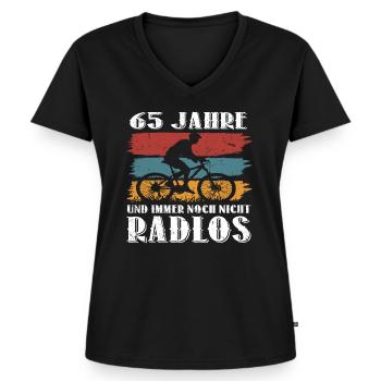 65 Geburtstag 65 Jahre Fahrrad Bike Mountainbike - Frauen Premium Bio T-Shirt mit V-Ausschnitt - Schwarz - Vorne - AI Model Female 172 light (172cm)