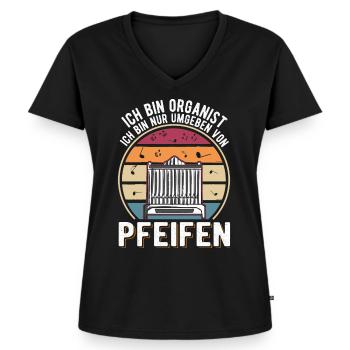 Ich bin Organist Ich bin nur umgeben von Pfeifen - Frauen Premium Bio T-Shirt mit V-Ausschnitt - Schwarz - Vorne - AI Model Female 172 light (172cm)