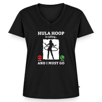Hulahoop Hullern HulaHoop Sport Hullern Geschenk - Frauen Premium Bio T-Shirt mit V-Ausschnitt - Schwarz - Vorne - AI Model Female 172 light (172cm)