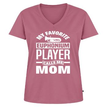 Euphonium Mutter - Frauen Premium Bio T-Shirt mit V-Ausschnitt - Mauve - Vorne - AI Model Female 172 dark (172cm)