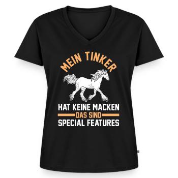 Reiter Pferd Tinker - Frauen Premium Bio T-Shirt mit V-Ausschnitt - Schwarz - Vorne - AI Model Female 172 light (172cm)