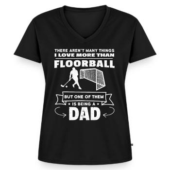 Floorball Nur Vater Sein Ist Besser Als Unihockey - Frauen Premium Bio T-Shirt mit V-Ausschnitt - Schwarz - Vorne - AI Model Female 172 light (172cm)