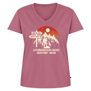 Alpenüberquerung Oberstdorf Meran E5 - Frauen Premium Bio T-Shirt mit V-Ausschnitt - Mauve - Vorne - AI Model Female 172 dark (172cm)