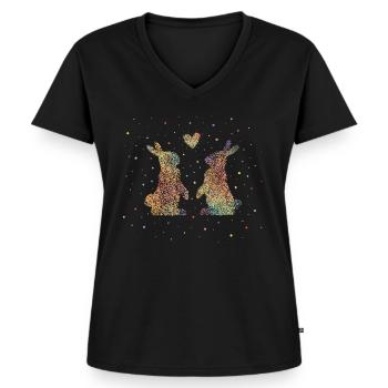 Lapin Lapin Éleveur Lapins - T-shirt encolure en V Premium bio Femme - noir - Devant - AI Model Female 172 light (172cm)