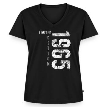 Édition Limitée 1965 Anniversaire Vintage 1965 - T-shirt encolure en V Premium bio Femme - noir - Devant - AI Model Female 172 light (172cm)