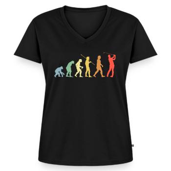 Golf Evolution Retro Golfen Golfspieler - Frauen Premium Bio T-Shirt mit V-Ausschnitt - Schwarz - Vorne - AI Model Female 172 light (172cm)