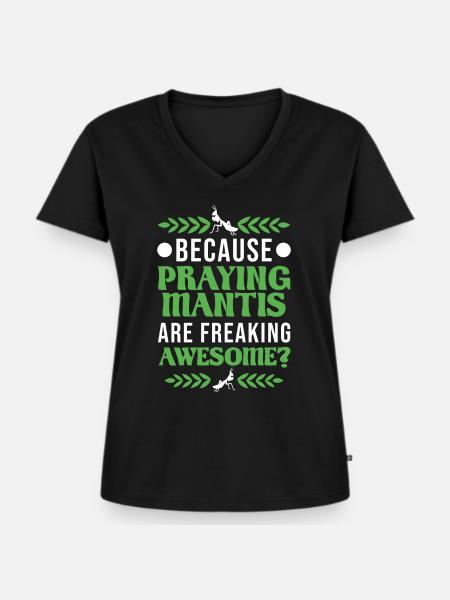 Gottesanbeterin Mantis Fangschrecke - Frauen Premium Bio T-Shirt mit V-Ausschnitt - Schwarz