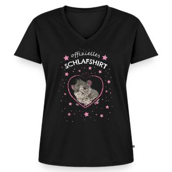 Offizielles Schlafshirt Meerschweinchen - Frauen Premium Bio T-Shirt mit V-Ausschnitt - Schwarz - Vorne - AI Model Female 172 light (172cm)