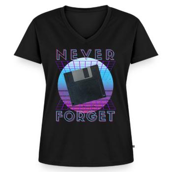 Never Forget Retro 80s 90s Nostalgia - Women's Premium Organic V-neck T-shirt - black - Front - AI Model Female 172 light (172cm)