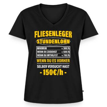 Fliesenleger Spruch Arbeitsshirt Kollegen Geschenk - Frauen Premium Bio T-Shirt mit V-Ausschnitt - Schwarz - Vorne - AI Model Female 172 light (172cm)