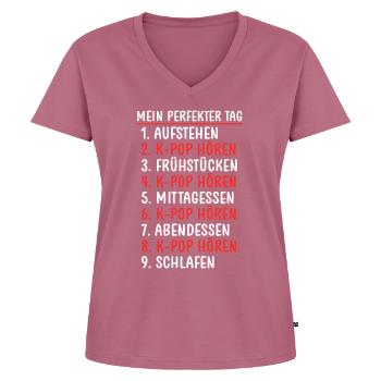 K-pop - Frauen Premium Bio T-Shirt mit V-Ausschnitt - Mauve - Vorne - AI Model Female 172 dark (172cm)