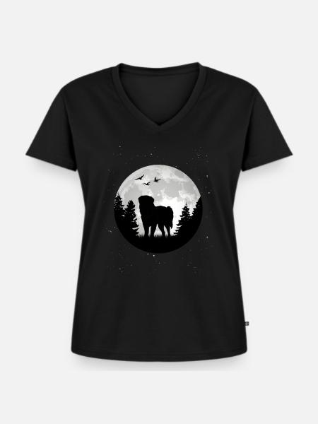 Leonberger Mond - Frauen Premium Bio T-Shirt mit V-Ausschnitt - Schwarz