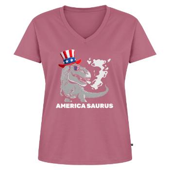 America Saurus Party Dinosaur Patriotic 4th Of - Frauen Premium Bio T-Shirt mit V-Ausschnitt - Mauve - Vorne - AI Model Female 172 dark (172cm)
