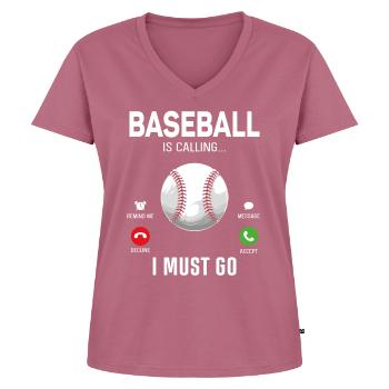 Baseball Fan Phone Display - Frauen Premium Bio T-Shirt mit V-Ausschnitt - Mauve - Vorne - AI Model Female 172 dark (172cm)