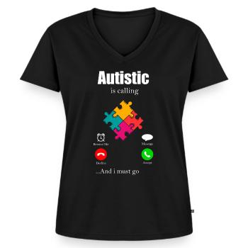 Autismus Geschenk Autist Asperger ADHS Autism - Frauen Premium Bio T-Shirt mit V-Ausschnitt - Schwarz - Vorne - AI Model Female 172 light (172cm)