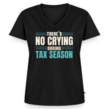 In der Steuersaison wird nicht geweint Steuerberat - Frauen Premium Bio T-Shirt mit V-Ausschnitt - Schwarz - Vorne - AI Model Female 172 light (172cm)
