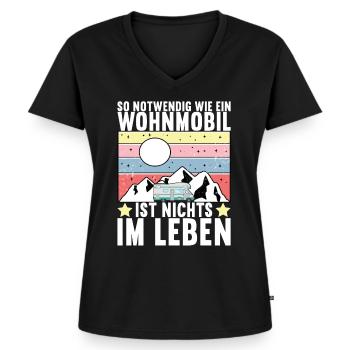 Camping Wohnmobil - Frauen Premium Bio T-Shirt mit V-Ausschnitt - Schwarz - Vorne - AI Model Female 172 light (172cm)