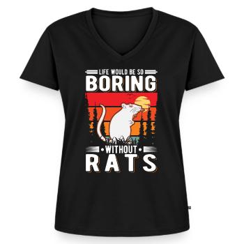 Ratte Geschenk Hausratte - Frauen Premium Bio T-Shirt mit V-Ausschnitt - Schwarz - Vorne - AI Model Female 172 light (172cm)