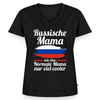 Russin Russische Mama Russland Mutter - Frauen Premium Bio T-Shirt mit V-Ausschnitt - Schwarz - Vorne - AI Model Female 172 light (172cm)