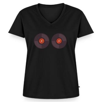 Disc Jockey DJ Rave Synthesizer Gift CD Mixer - Women's Premium Organic V-neck T-shirt - black - Front - AI Model Female 172 light (172cm)