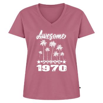 Awesome Since 1970 - Women's Premium Organic V-neck T-shirt - mauve - Front - AI Model Female 172 dark (172cm)