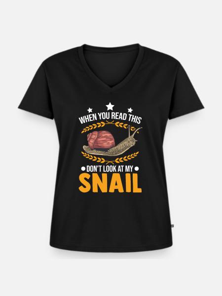 Schnecke Geschenk Weinbergschnecke - Frauen Premium Bio T-Shirt mit V-Ausschnitt - Schwarz